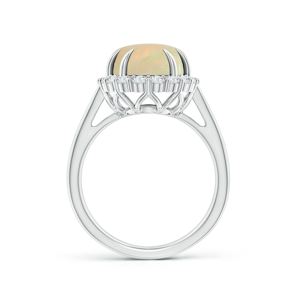 14.05x10.00x4.30mm AAA GIA Certified Oval Opal Ring with Diamond Halo in White Gold - side 199