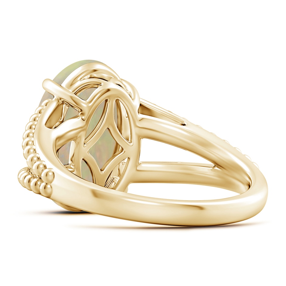 14.05x10.00x4.30mm AAA GIA Certified Oval Opal Ring with Beaded Split Shank in 18K Yellow Gold side 399