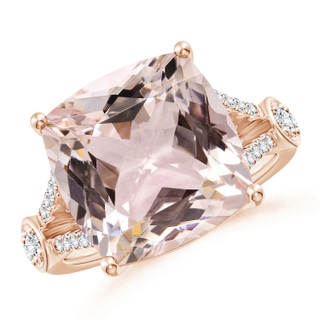 13.00x12.94x8.80mm AAA GIA Certified Cushion Morganite Split Shank Ring in 10K Rose Gold