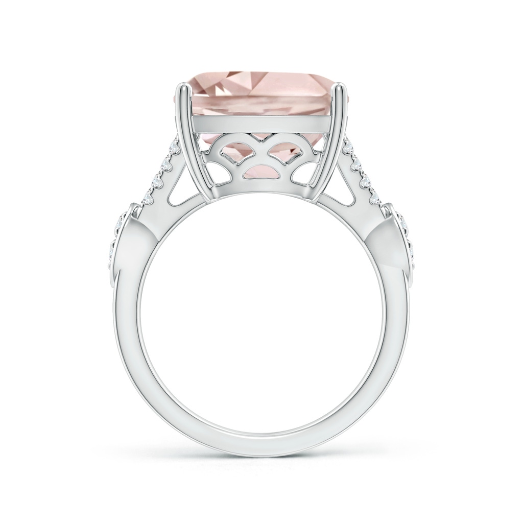 13.00x12.94x8.80mm AAA GIA Certified Cushion Morganite Split Shank Ring in White Gold - side 199