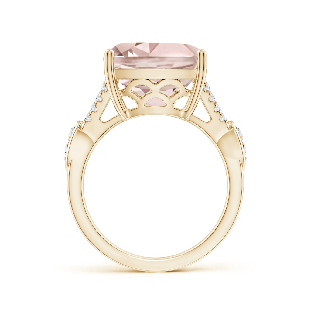 13.00x12.94x8.80mm AAA GIA Certified Cushion Morganite Split Shank Ring in Yellow Gold - side 199