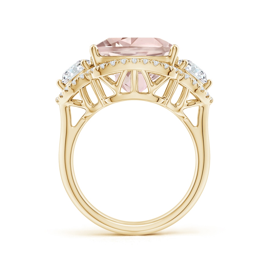 13.00x12.94x8.80mm AAA GIA Certified Cushion Morganite Halo Ring with Diamonds in 18K Yellow Gold side 199