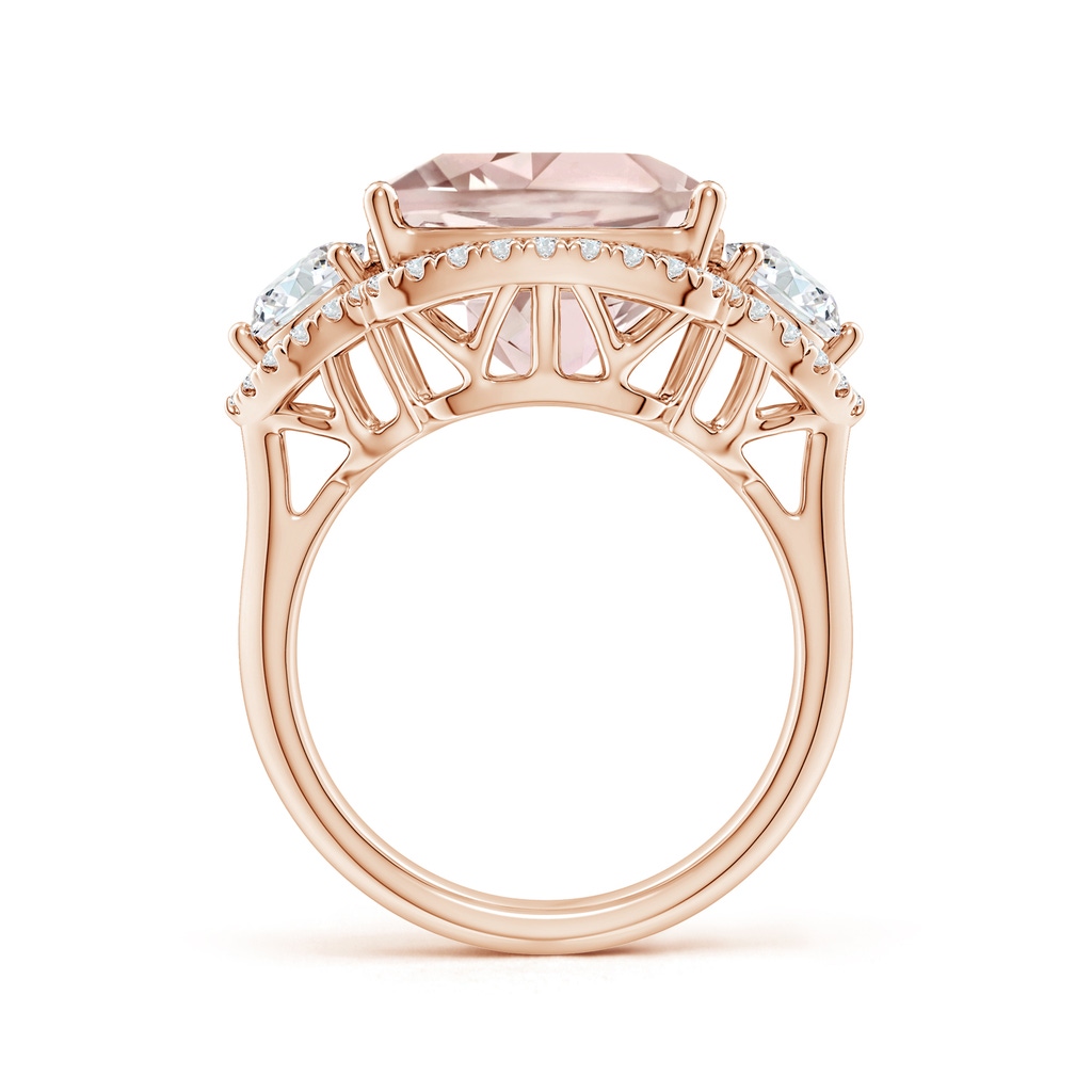 13.00x12.94x8.80mm AAA GIA Certified Cushion Morganite Halo Ring with Diamonds in Rose Gold - side 199