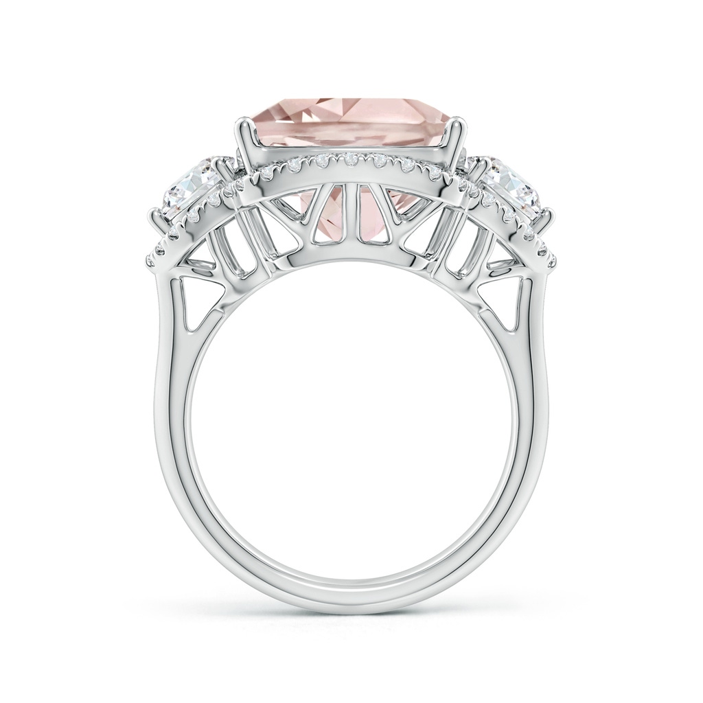 13.00x12.94x8.80mm AAA GIA Certified Cushion Morganite Halo Ring with Diamonds in White Gold - side 199