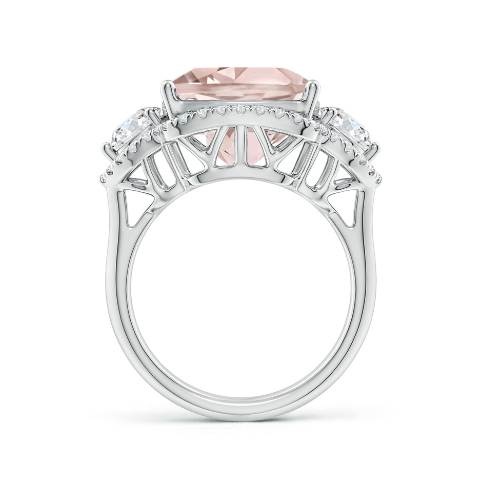 13.00x12.94x8.80mm AAA GIA Certified Cushion Morganite Halo Ring with Diamonds in White Gold side 199