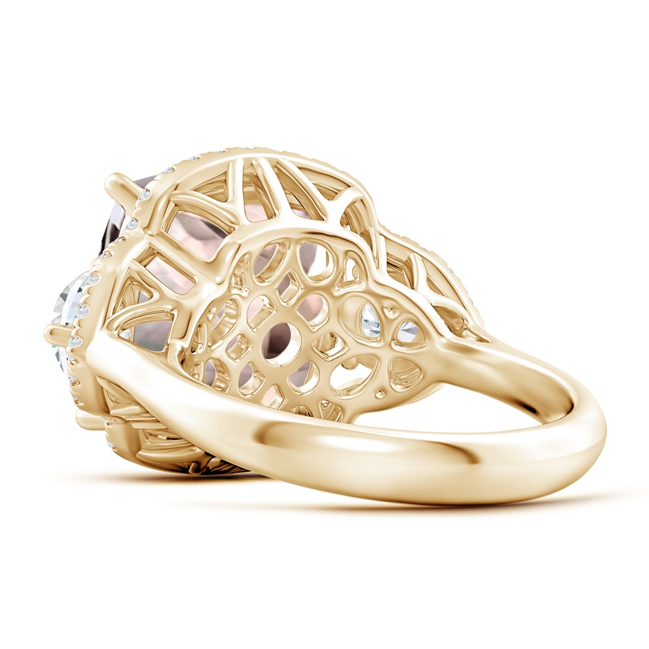 13.00x12.94x8.80mm AAA GIA Certified Cushion Morganite Halo Ring with Diamonds in Yellow Gold side 399