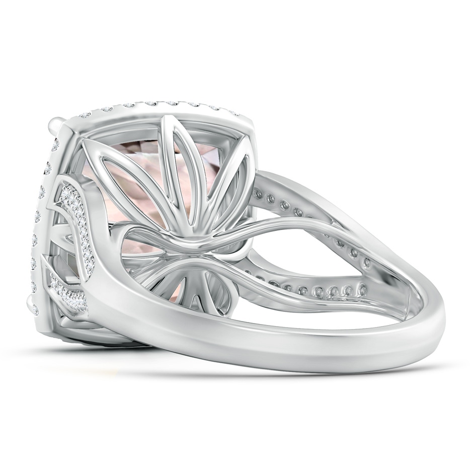13.00x12.94x8.80mm AAA GIA Certified Cushion Morganite Halo Ring in Two Tone in 18K White Gold side 399