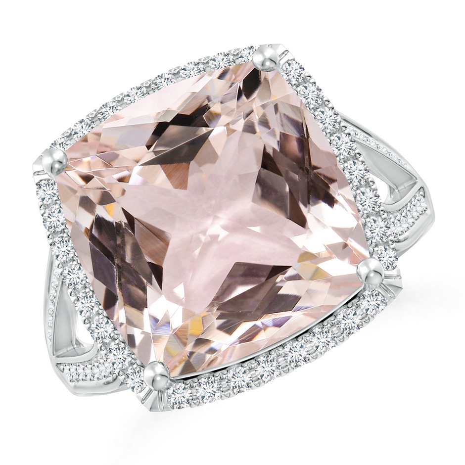 13.00x12.94x8.80mm AAA GIA Certified Cushion Morganite Halo Ring in Two Tone in White Gold 