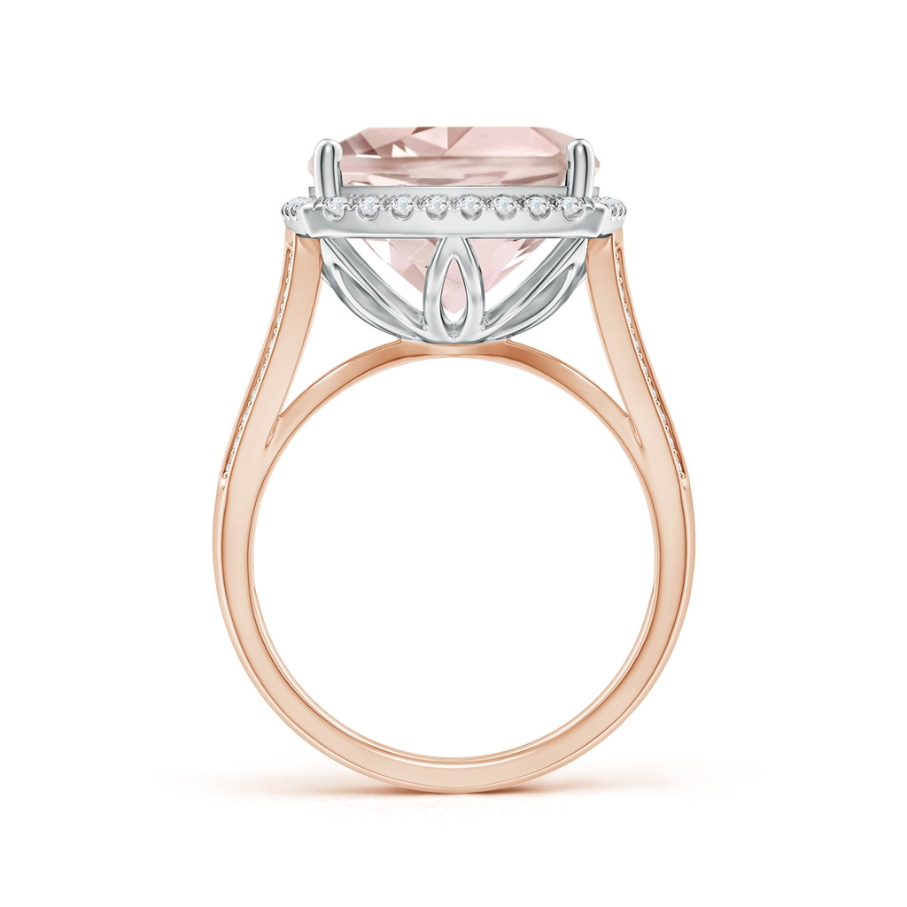 13.00x12.94x8.80mm AAA GIA Certified Cushion Morganite Halo Ring in Two Tone in White Gold Rose Gold - side 199