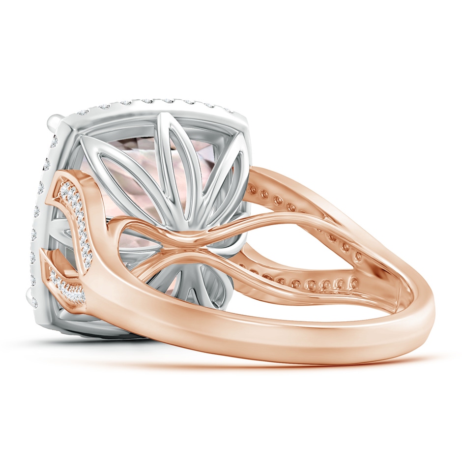 13.00x12.94x8.80mm AAA GIA Certified Cushion Morganite Halo Ring in Two Tone in White Gold Rose Gold side 399
