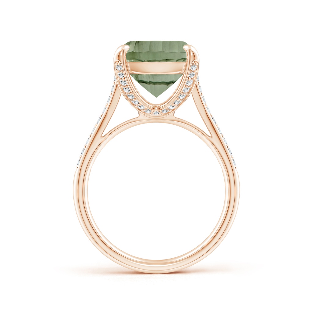14.06x10.04x6.97mm AAAA GIA Certified Rectangular Cushion Green Amethyst Ring with Diamonds in Rose Gold - side 199