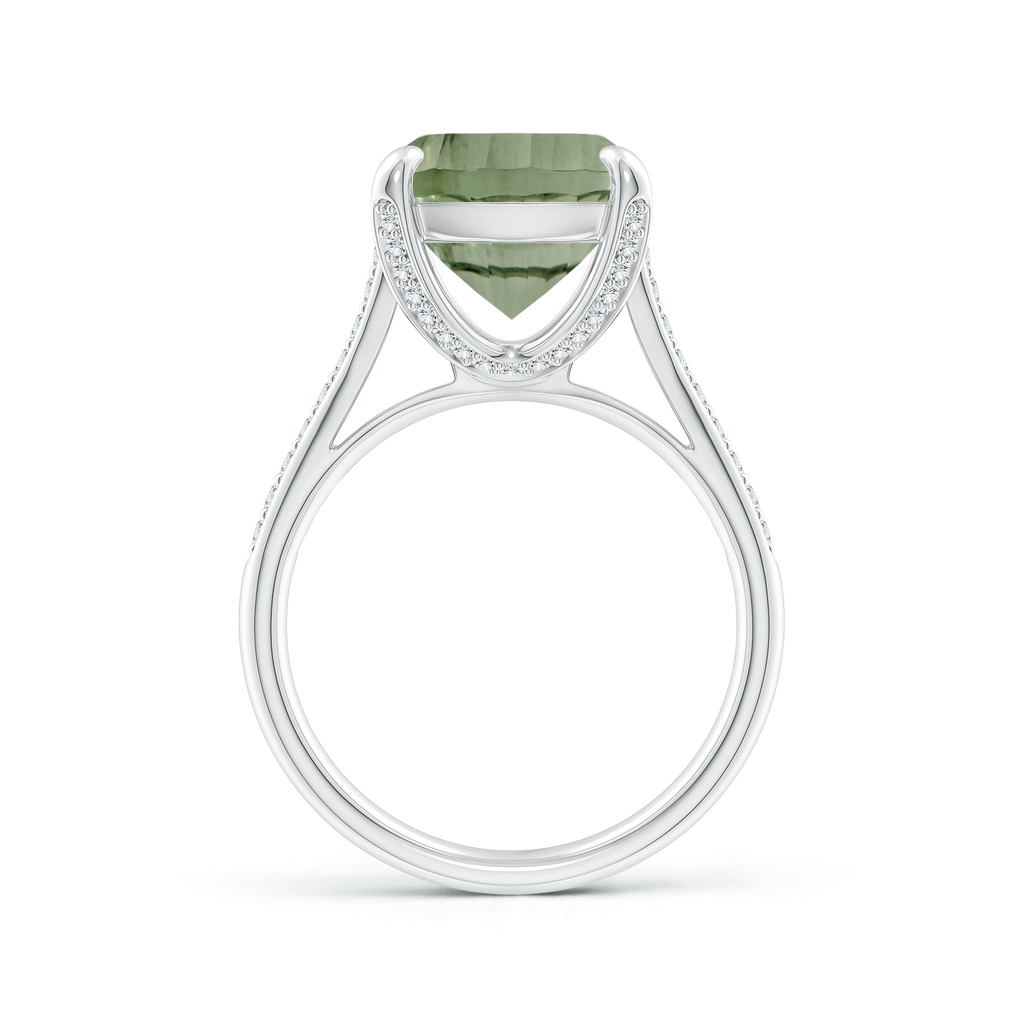 14.06x10.04x6.97mm AAAA GIA Certified Rectangular Cushion Green Amethyst Ring with Diamonds in White Gold Side 199