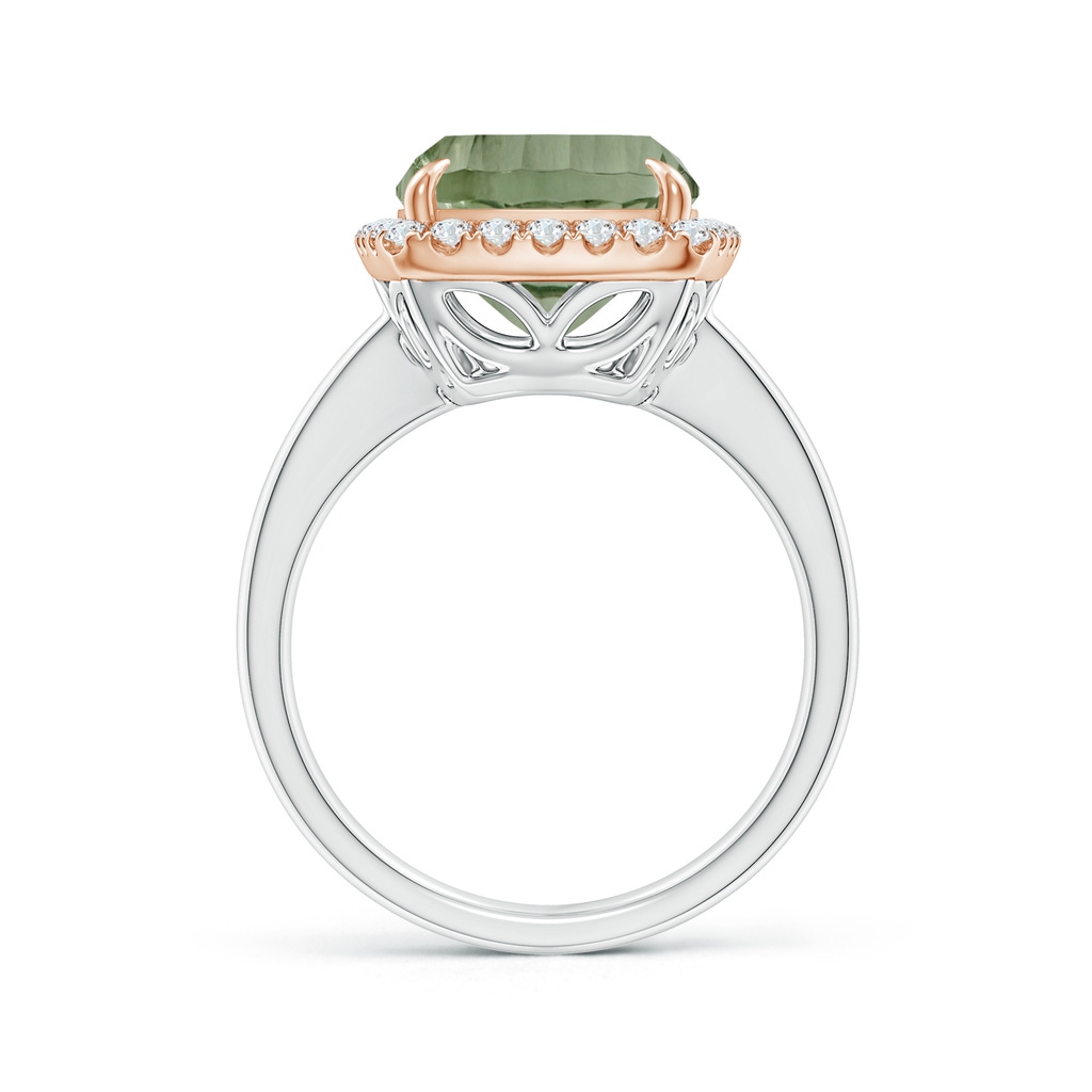 14.06x10.04x6.97mm AAAA GIA Certified Rectangular Cushion Green Amethyst Ring with Halo in White Gold Rose Gold Side 199