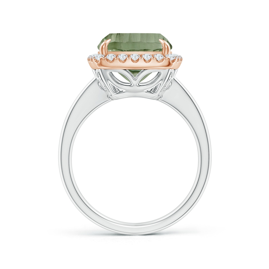 14.06x10.04x6.97mm AAAA GIA Certified Rectangular Cushion Green Amethyst Ring with Halo in White Gold Rose Gold side 199