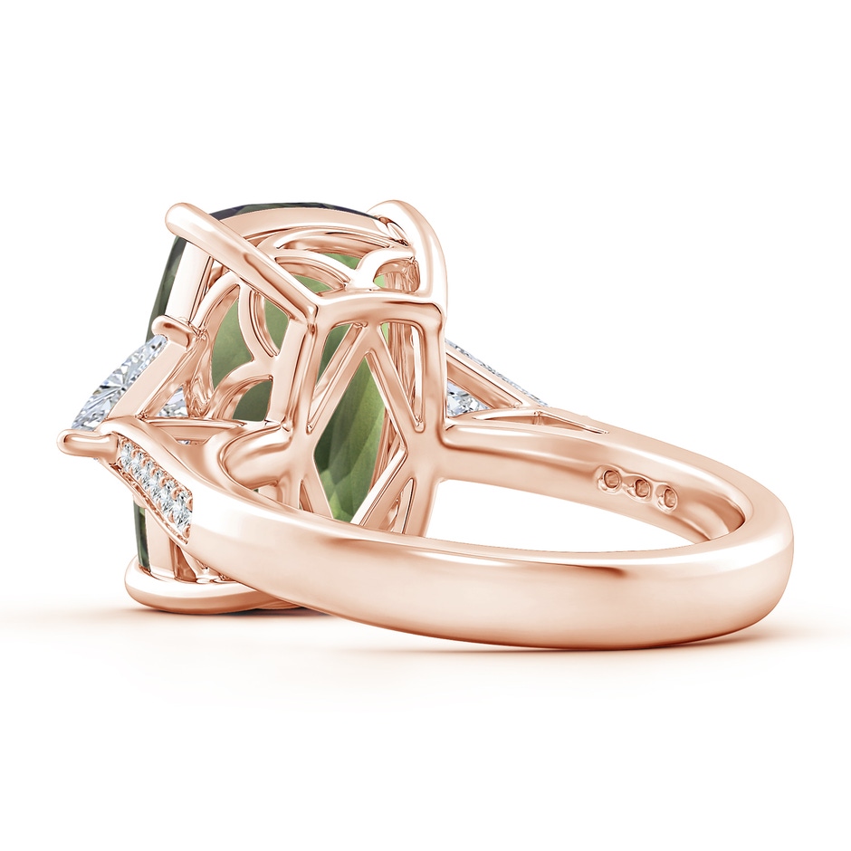 14.06x10.04x6.97mm AAAA GIA Certified Classic Green Amethyst Three Stone Ring with Diamonds in 18K Rose Gold side 399