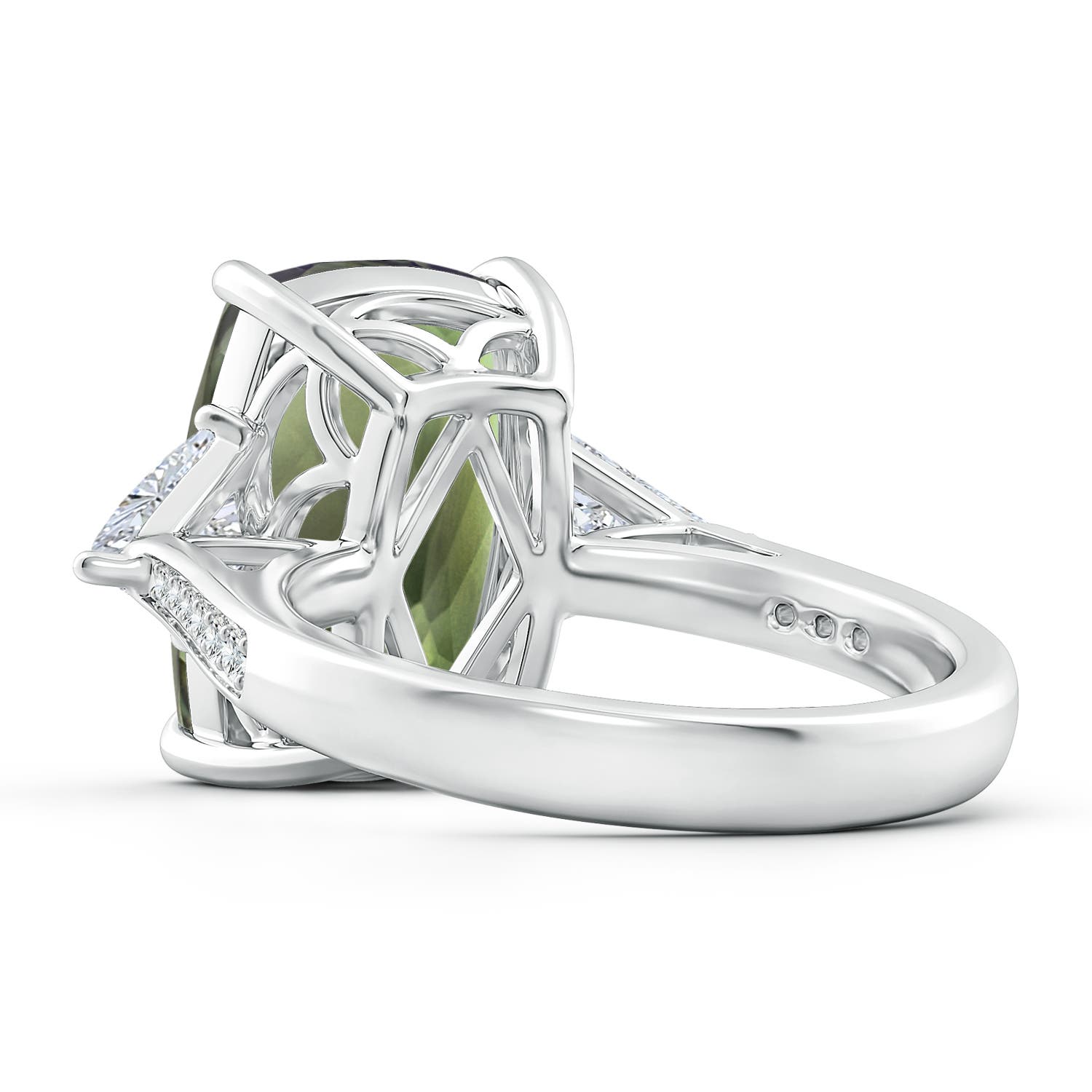 14.06x10.04x6.97mm AAAA GIA Certified Classic Green Amethyst Three Stone Ring with Diamonds in White Gold - side 5