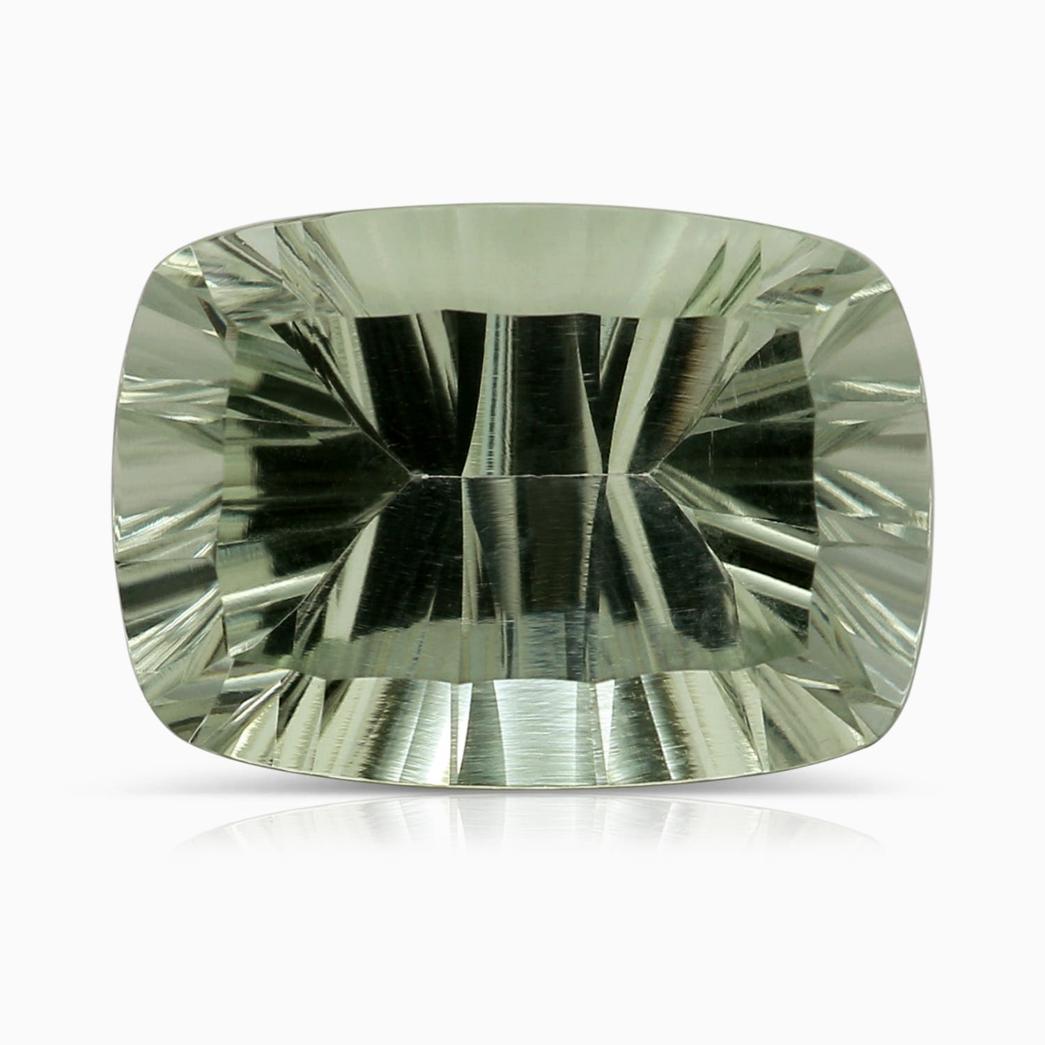 14.06x10.04x6.97mm AAAA GIA Certified Classic Green Amethyst Three Stone Ring with Diamonds in White Gold - stone