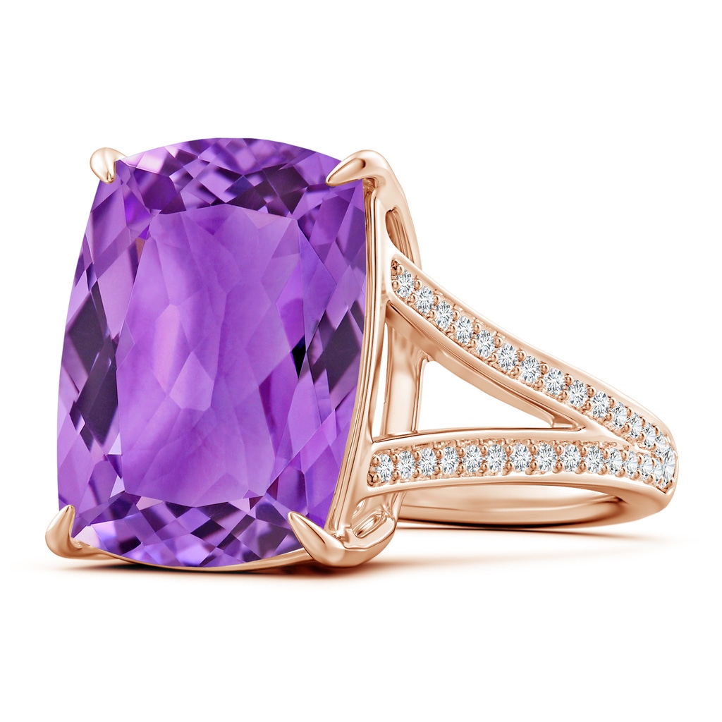 16.03x12.09x7.19mm A GIA Certified Rectangular Cushion Amethyst Split Shank Ring. in Rose Gold Side 199