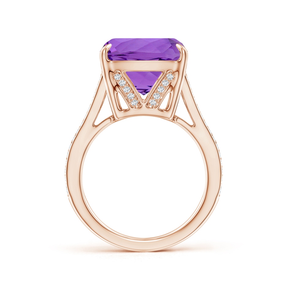 16.03x12.09x7.19mm A GIA Certified Rectangular Cushion Amethyst Split Shank Ring. in Rose Gold Side 399