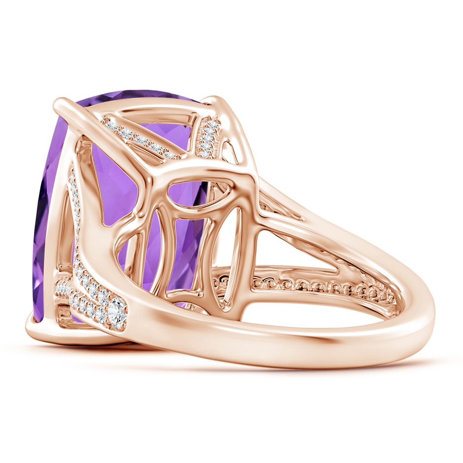 16.03x12.09x7.19mm A GIA Certified Rectangular Cushion Amethyst Split Shank Ring. in Rose Gold Side 499