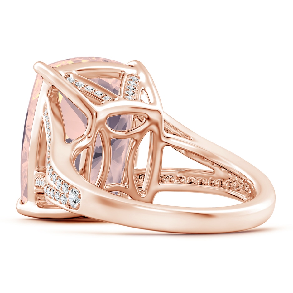 15.92x12.05x7.87mm AAAA GIA Certified Cushion Rectangular Rose Quartz Split Shank Ring in 10K Rose Gold side 399