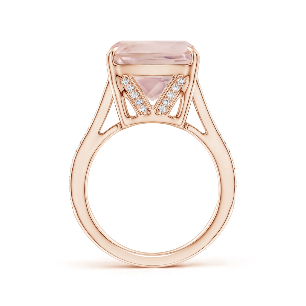 15.92x12.05x7.87mm AAAA GIA Certified Cushion Rectangular Rose Quartz Split Shank Ring in Rose Gold - side 199