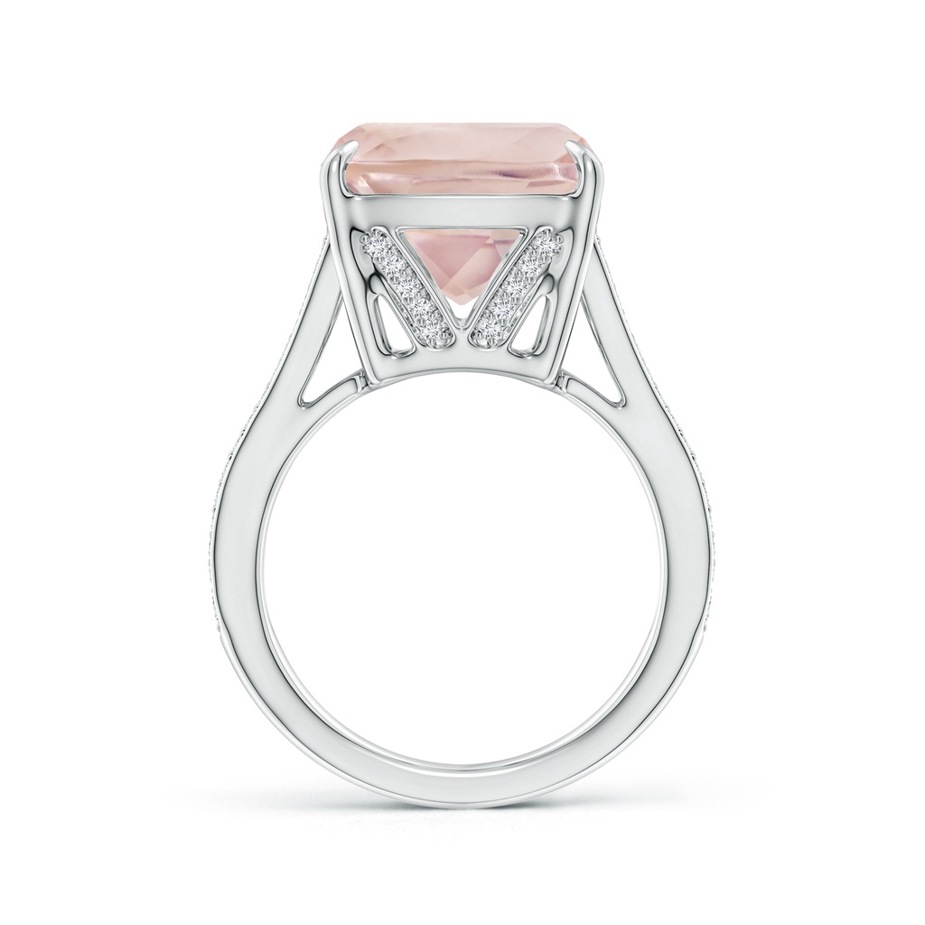 15.92x12.05x7.87mm AAAA GIA Certified Cushion Rectangular Rose Quartz Split Shank Ring in White Gold - side 199