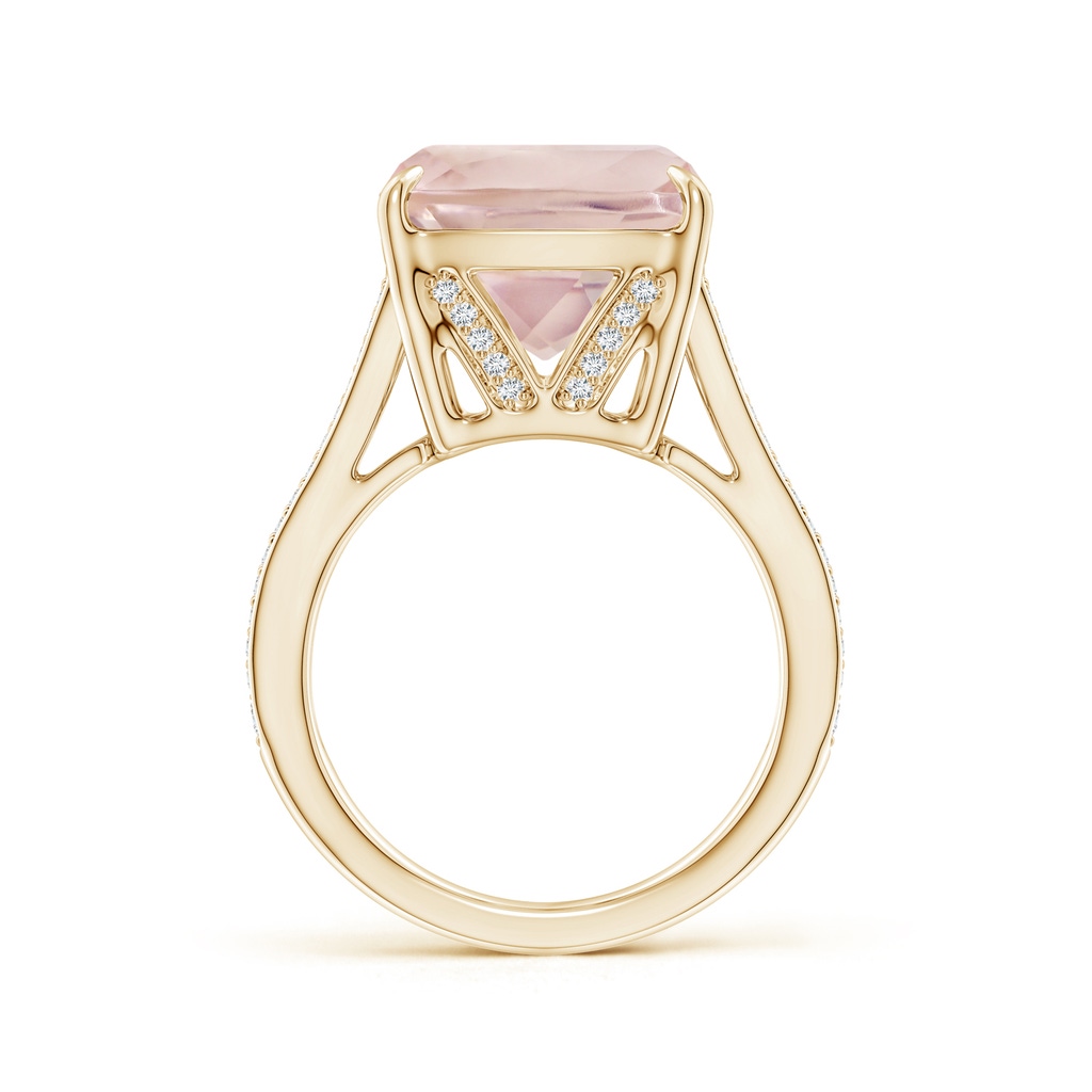 15.92x12.05x7.87mm AAAA GIA Certified Cushion Rectangular Rose Quartz Split Shank Ring in Yellow Gold - side 199