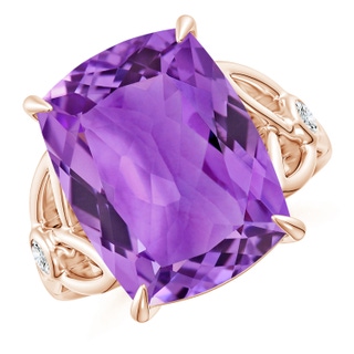 16.03x12.09x7.19mm A GIA Certified Rectangular Cushion Amethyst Celtic Knot Ring. in 18K Rose Gold