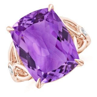 16.03x12.09x7.19mm A GIA Certified Rectangular Cushion Amethyst Celtic Knot Ring. in 9K Rose Gold