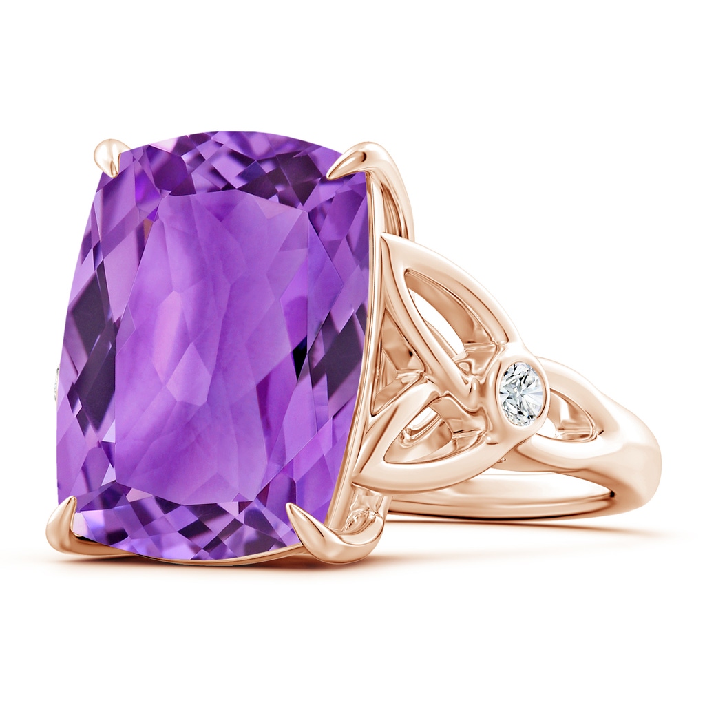 16.03x12.09x7.19mm A GIA Certified Rectangular Cushion Amethyst Celtic Knot Ring. in Rose Gold Side 199