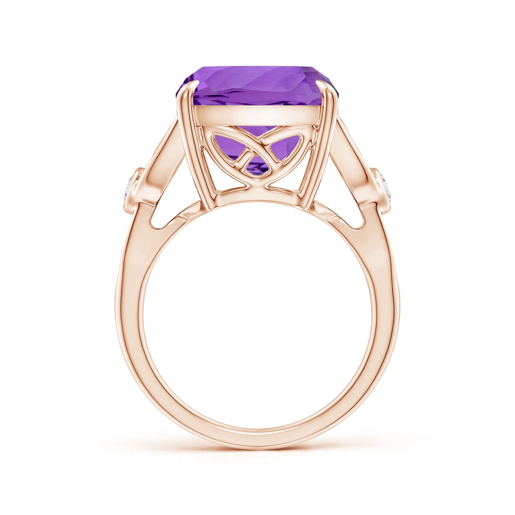16.03x12.09x7.19mm A GIA Certified Rectangular Cushion Amethyst Celtic Knot Ring. in Rose Gold Side 399