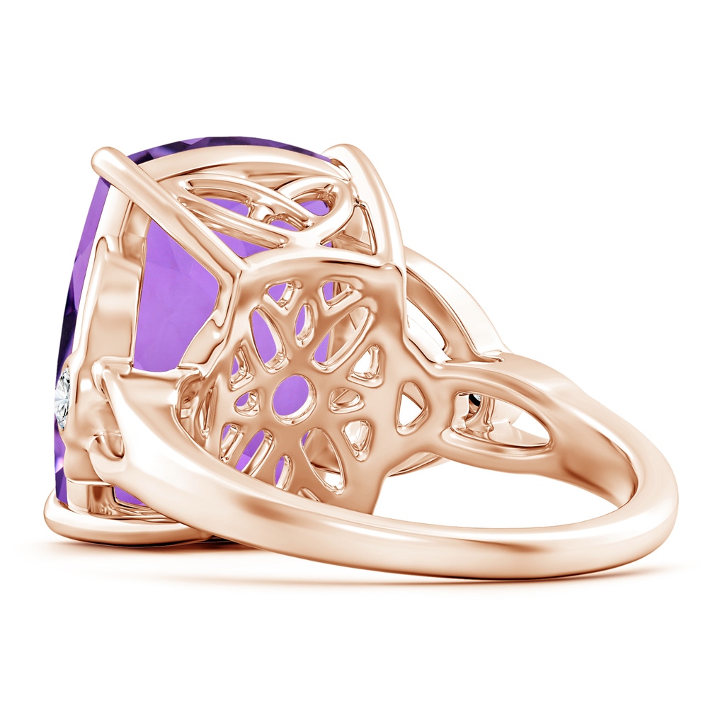 16.03x12.09x7.19mm A GIA Certified Rectangular Cushion Amethyst Celtic Knot Ring. in Rose Gold Side 499