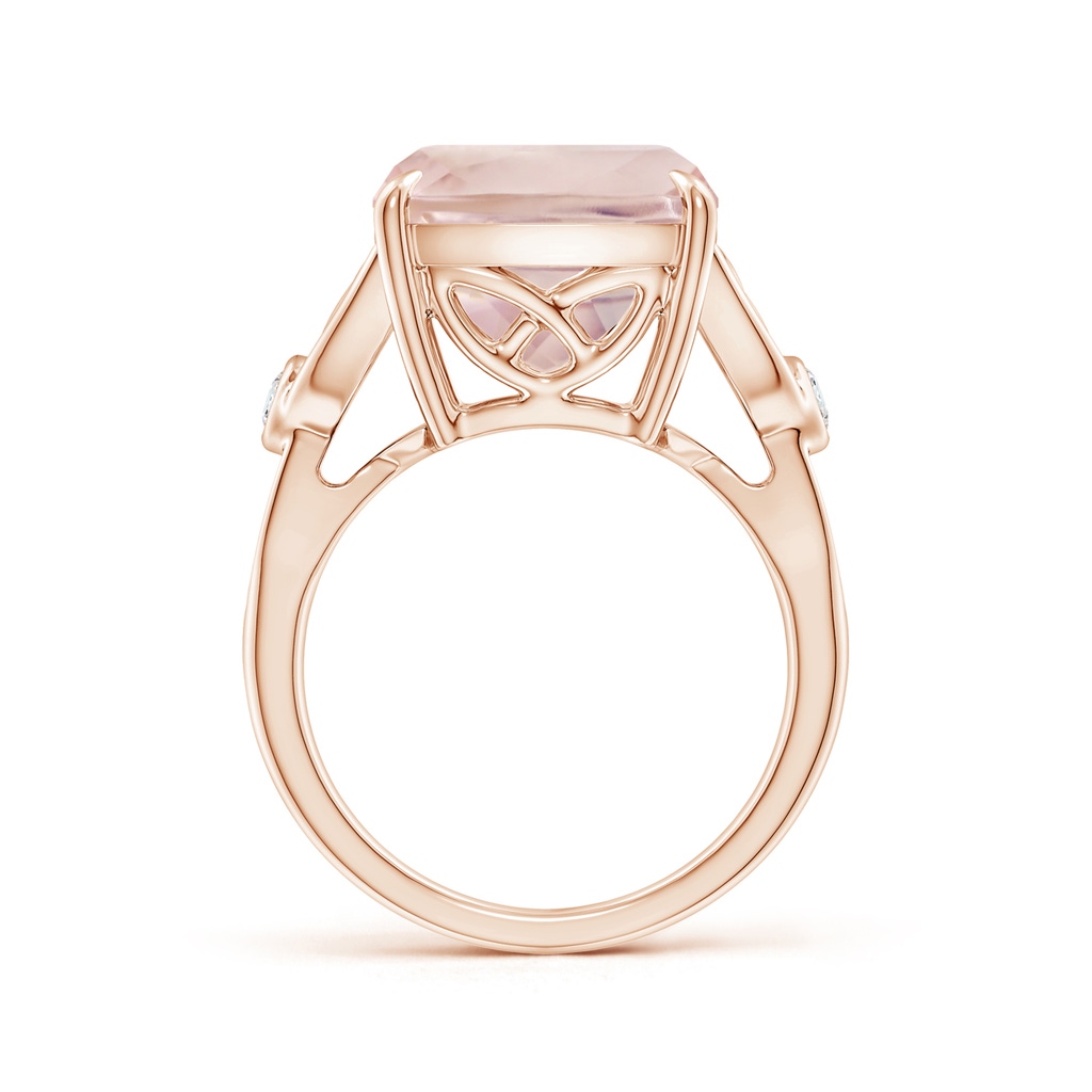 15.92x12.05x7.87mm AAAA GIA Certified Cushion Rectangular Rose Quartz Celtic Knot Ring in Rose Gold - side 199