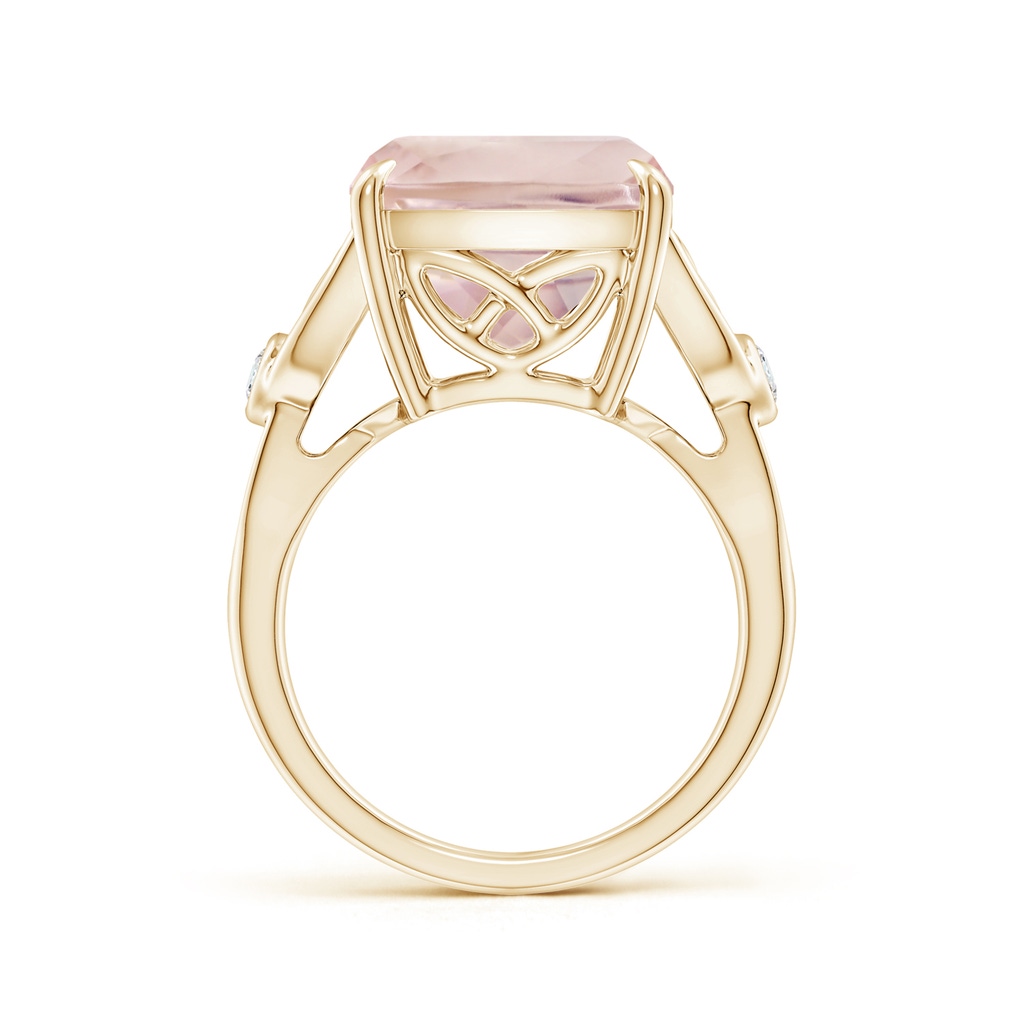 15.92x12.05x7.87mm AAAA GIA Certified Cushion Rectangular Rose Quartz Celtic Knot Ring in Yellow Gold - side 199