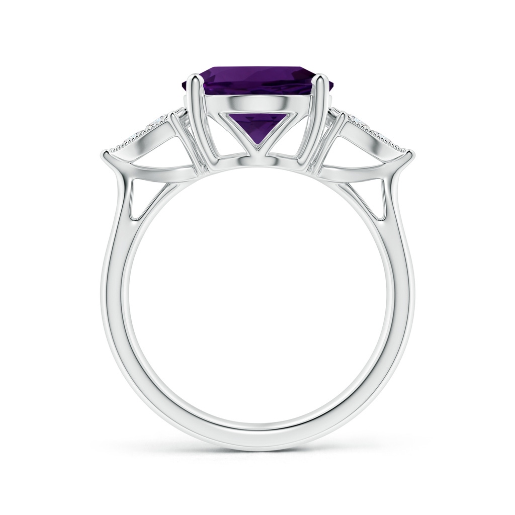 12.09x10.12x6.52mm AAA GIA Certified Oval Amethyst Cocktail Ring with Trio Diamonds in White Gold Side 199