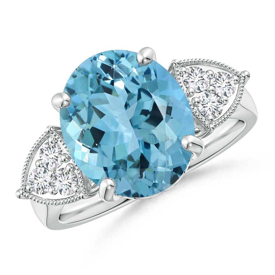 13.06x10.05x6.8mm AAAA GIA Certified Oval Aquamarine Cocktail Ring with Trio Diamonds in P950 Platinum side 199