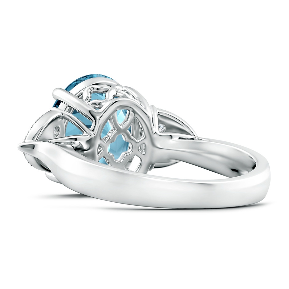 13.06x10.05x6.8mm AAAA GIA Certified Oval Aquamarine Cocktail Ring with Trio Diamonds in P950 Platinum side 499