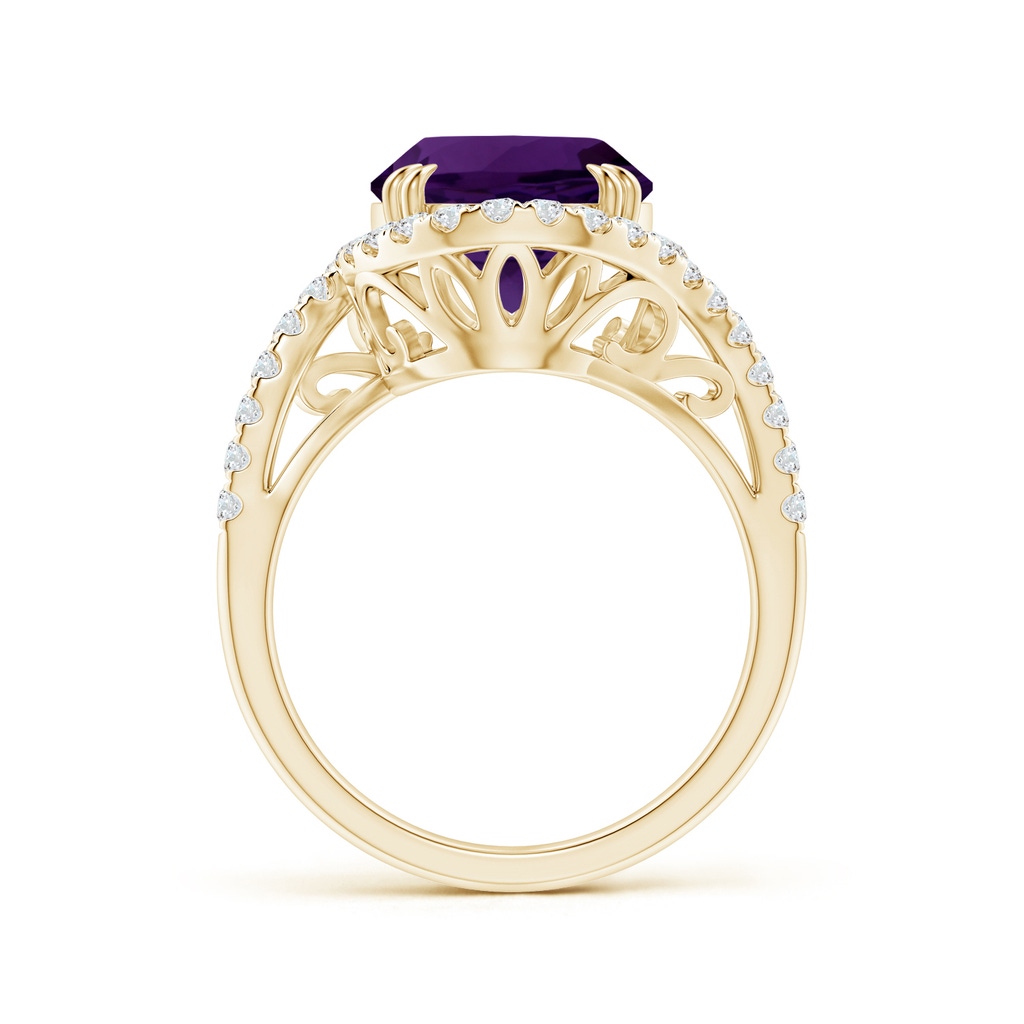 12.09x10.12x6.52mm AAA GIA Certified Oval Amethyst Bypass Shank Ring with Diamonds in 10K Yellow Gold Side 199