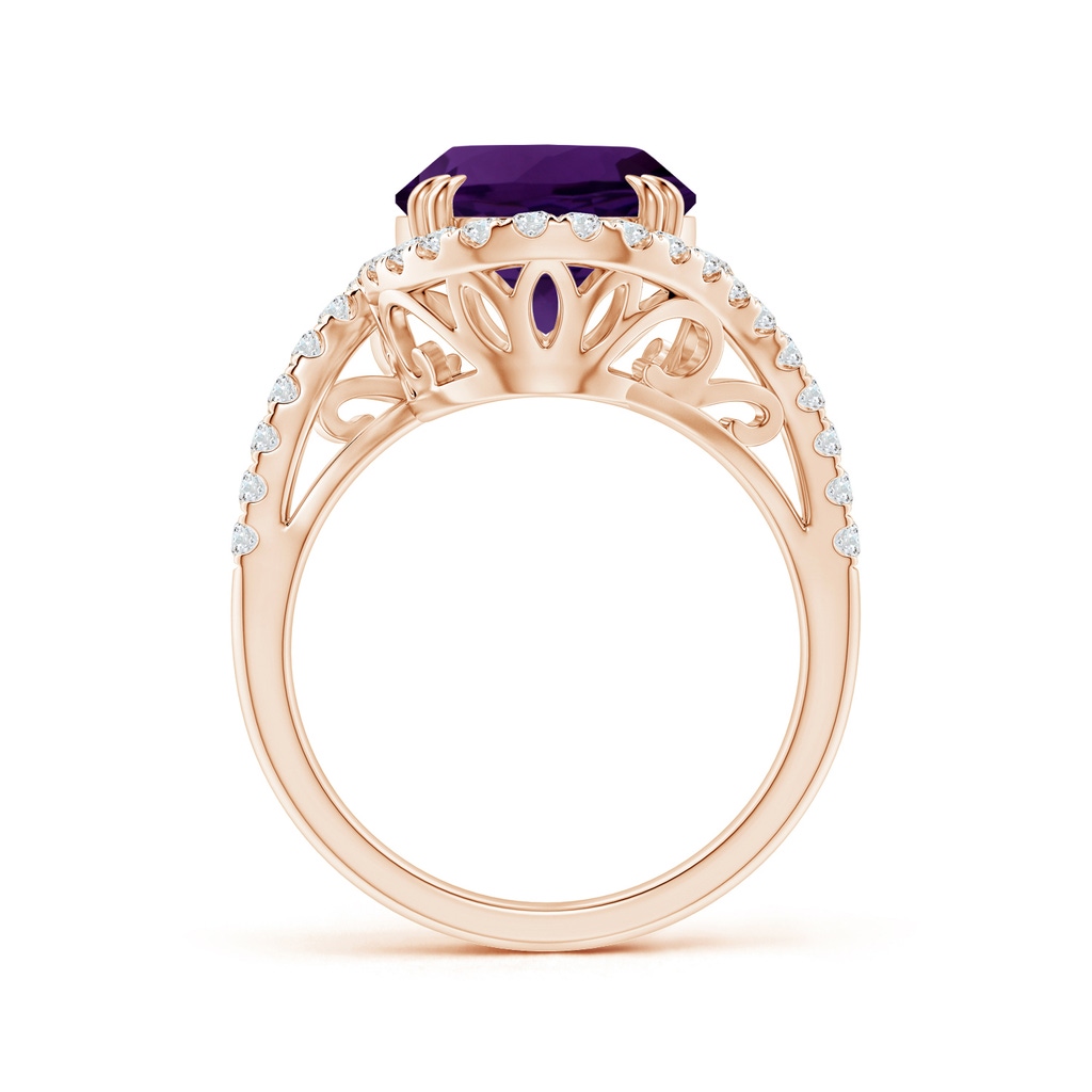 12.09x10.12x6.52mm AAA GIA Certified Oval Amethyst Bypass Shank Ring with Diamonds in 9K Rose Gold Side 199