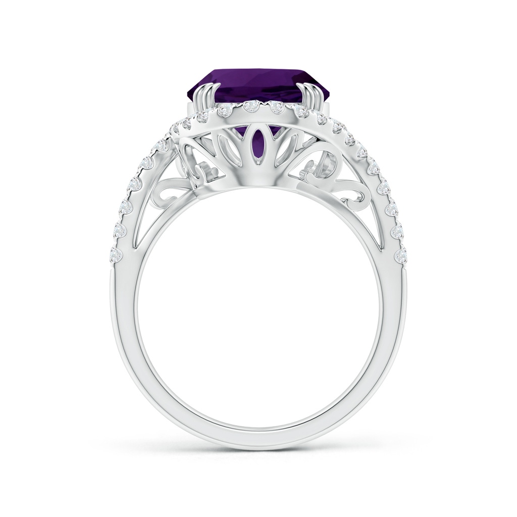 12.09x10.12x6.52mm AAA GIA Certified Oval Amethyst Bypass Shank Ring with Diamonds in White Gold Side 199