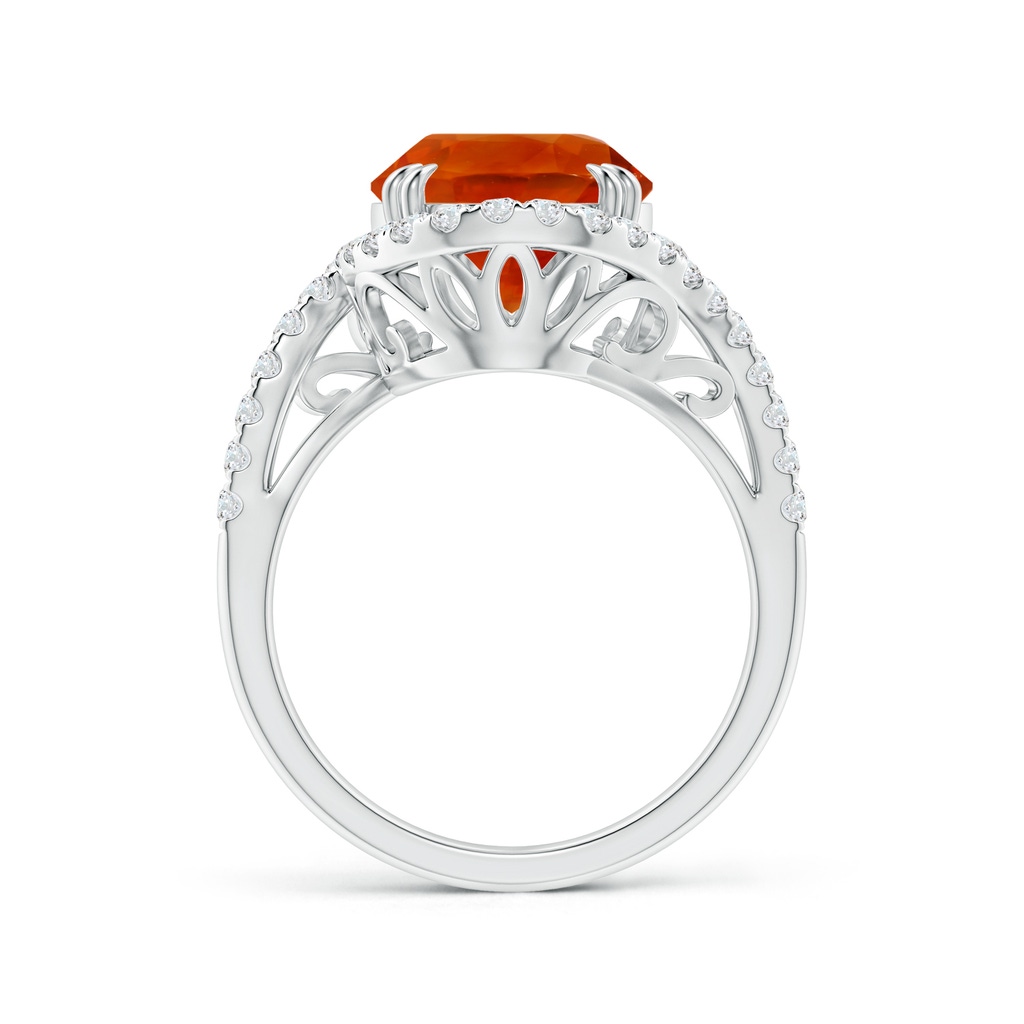 12.12x10.14x8.64mm AAAA GIA Certified Oval Orange Sapphire Bypass Shank Ring with Diamonds in 18K White Gold Side-1