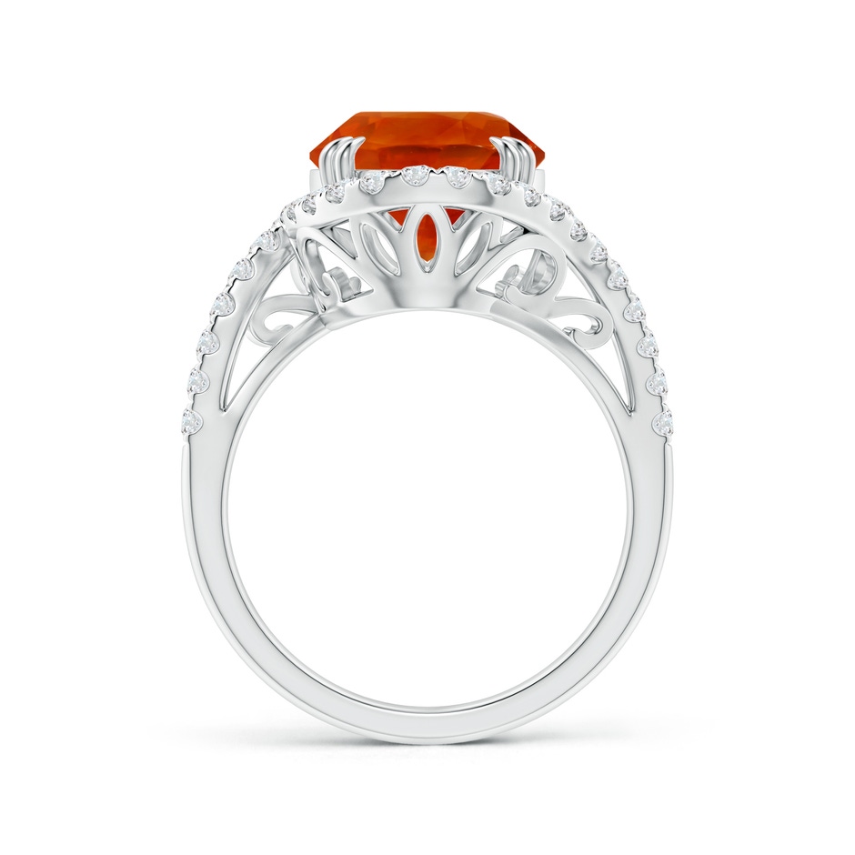 12.12x10.14x8.64mm AAAA GIA Certified Oval Orange Sapphire Bypass Shank Ring with Diamonds in 18K White Gold side-1