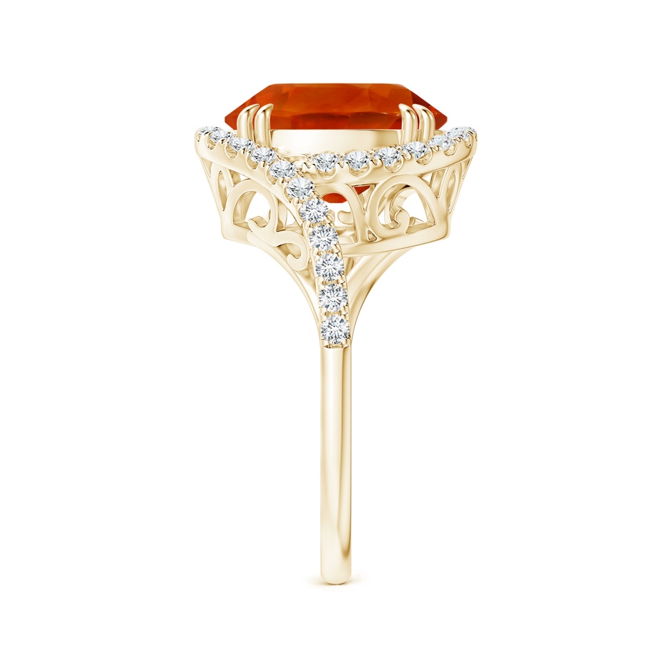 12.12x10.14x8.64mm AAAA GIA Certified Oval Orange Sapphire Bypass Shank Ring with Diamonds in 9K Yellow Gold side-2