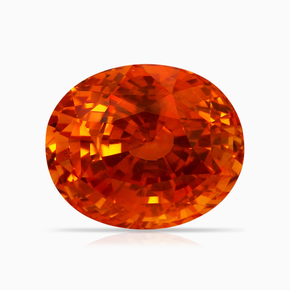 12.12x10.14x8.64mm AAAA GIA Certified Oval Orange Sapphire Bypass Shank Ring with Diamonds in 9K Yellow Gold stone