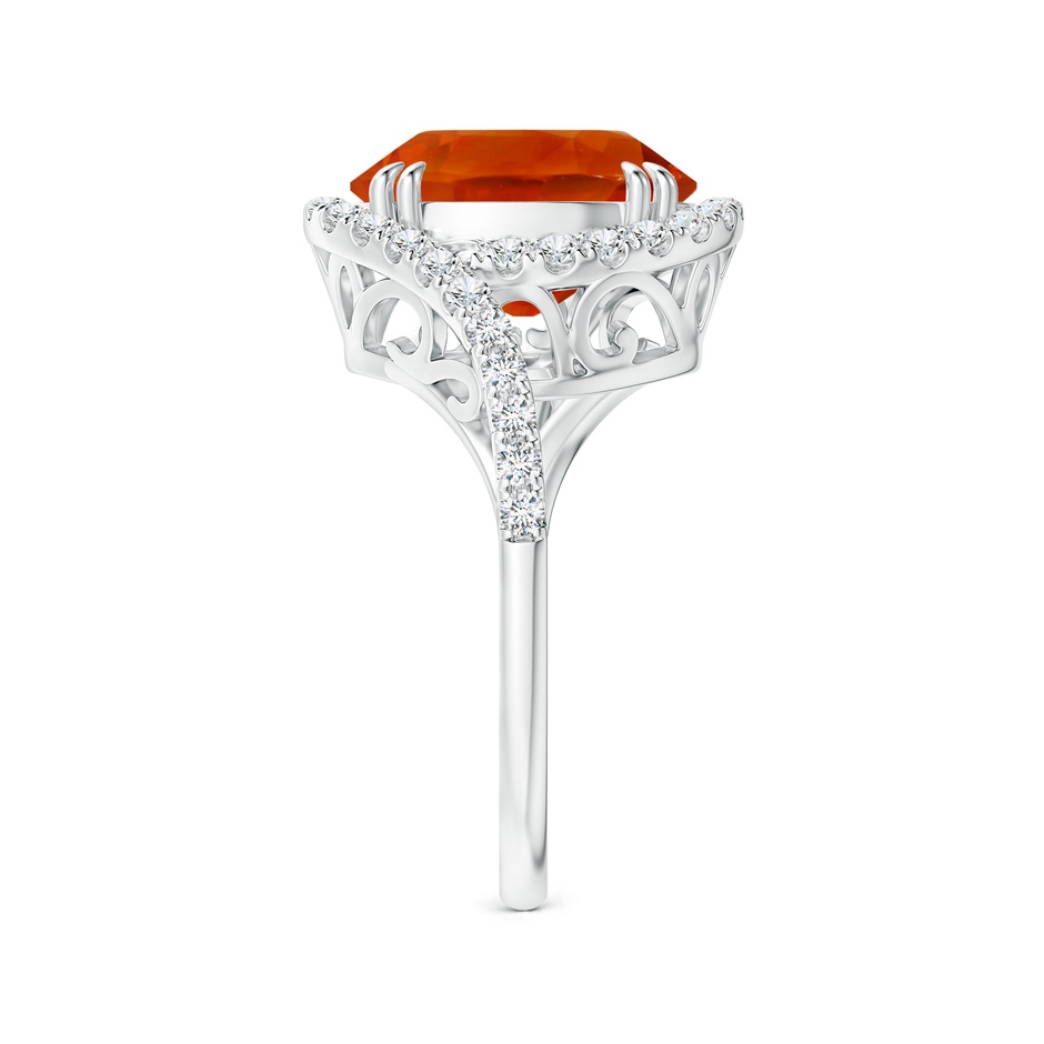 12.12x10.14x8.64mm AAAA GIA Certified Oval Orange Sapphire Bypass Shank Ring with Diamonds in P950 Platinum side-2