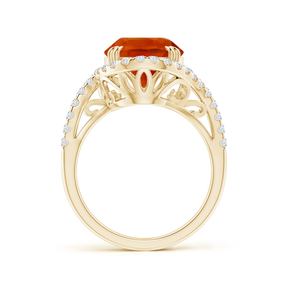 12.12x10.14x8.64mm AAAA GIA Certified Oval Orange Sapphire Bypass Shank Ring with Diamonds in Yellow Gold side-1