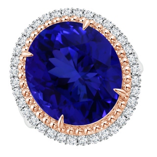 16.09x13.82x11.90mm AAAA Claw-Set GIA Certified Oval Tanzanite Floral Halo Ring in 10K White Gold 10K Rose Gold