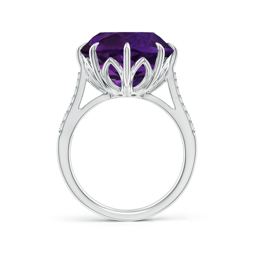 14.13x14.09x9.33mm AAAA Classic GIA Certified Round Amethyst Ring with Diamonds in 18K White Gold Side 399