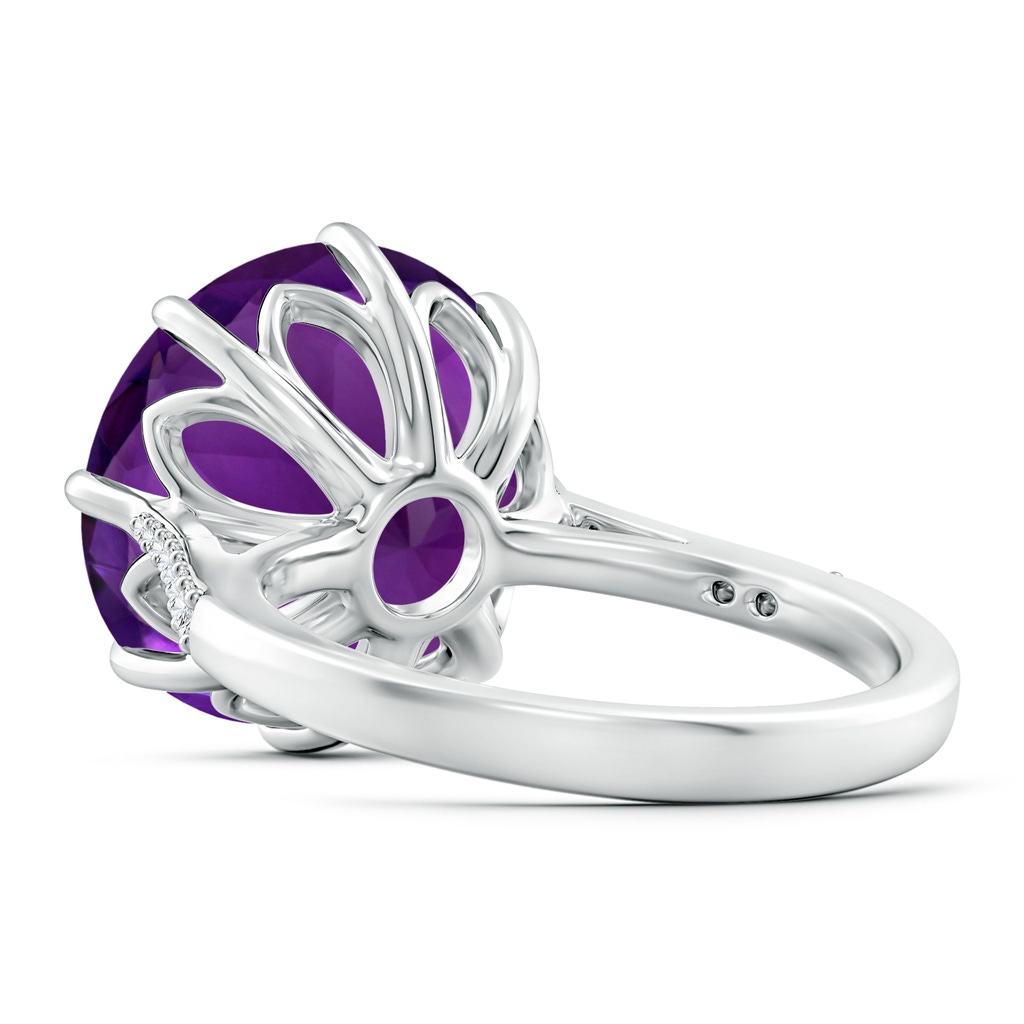 14.13x14.09x9.33mm AAAA Classic GIA Certified Round Amethyst Ring with Diamonds in 18K White Gold Side 499
